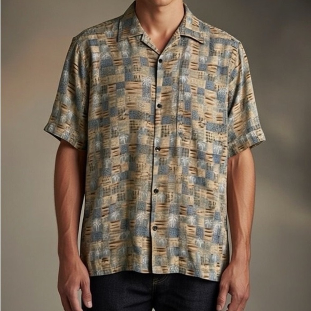 TORI RICHARD VINTAGE MEN’S HAWAIIAN BUTTON DOWN SHIRT SIZE SMALL COTTON